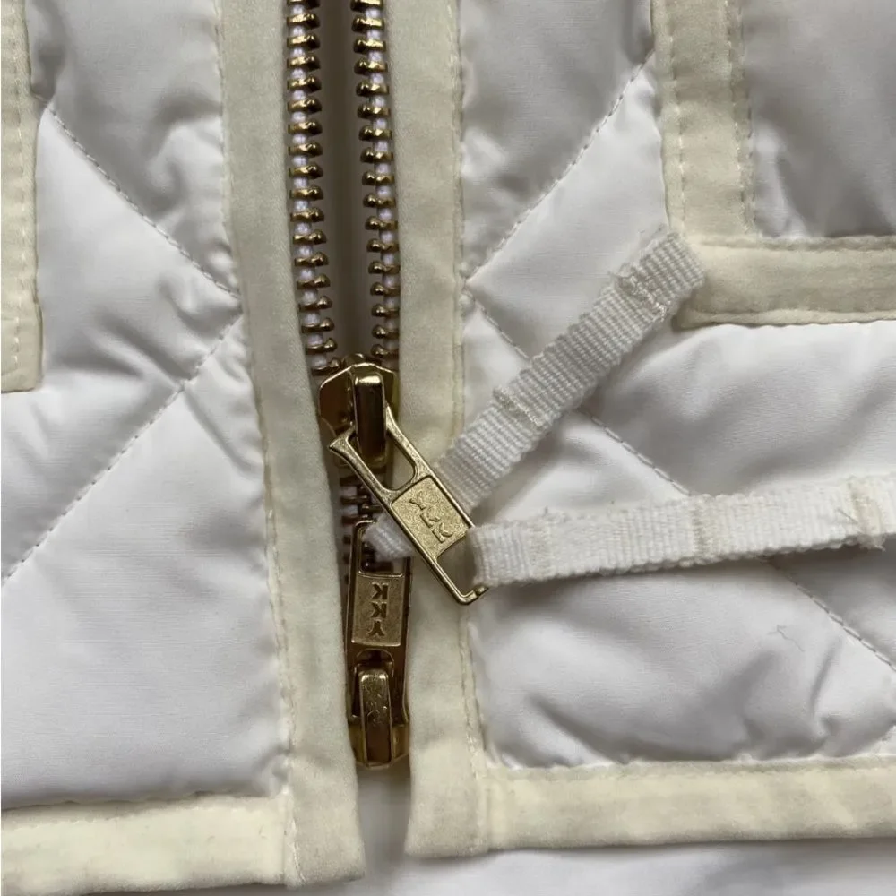 J CREW Women Cream Quilted Full Zip Puffer Vest Size XXS - Picture 9 of 13